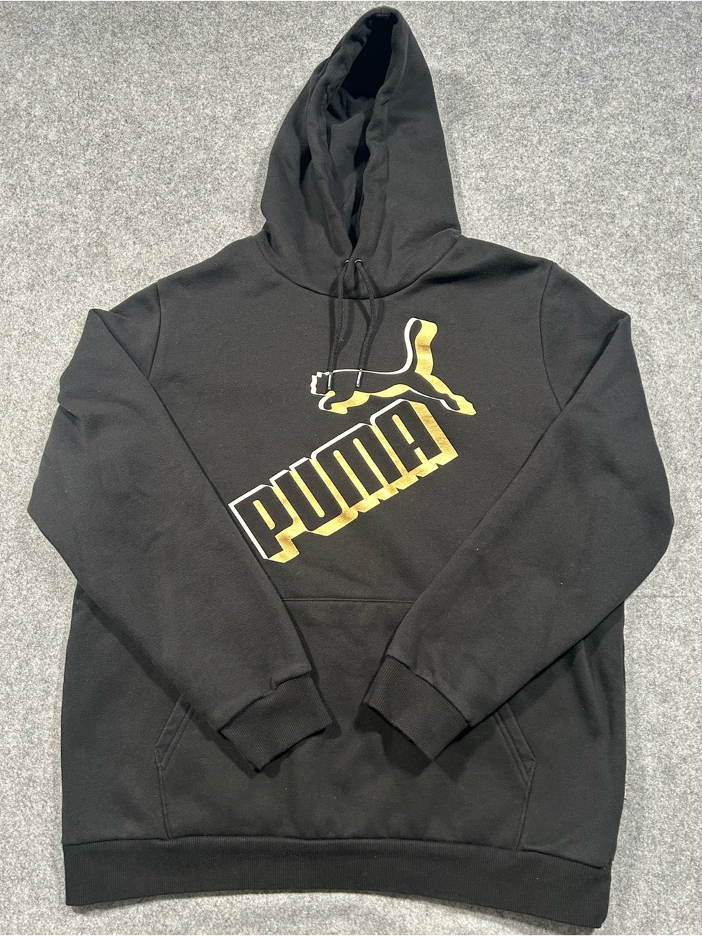 Puma Black Hoodie with Yellow Logo Accent